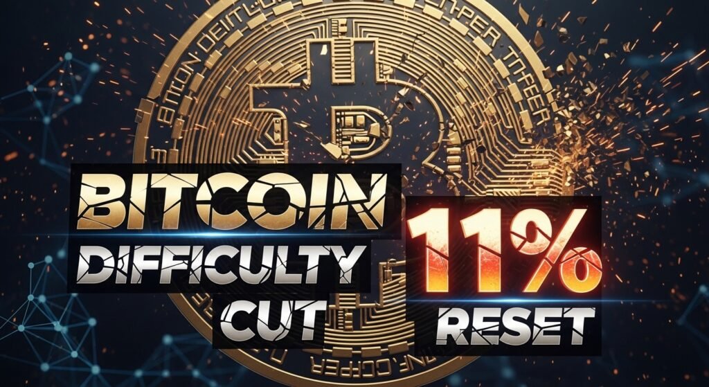 Bitcoin Difficulty Cut 11% Reset